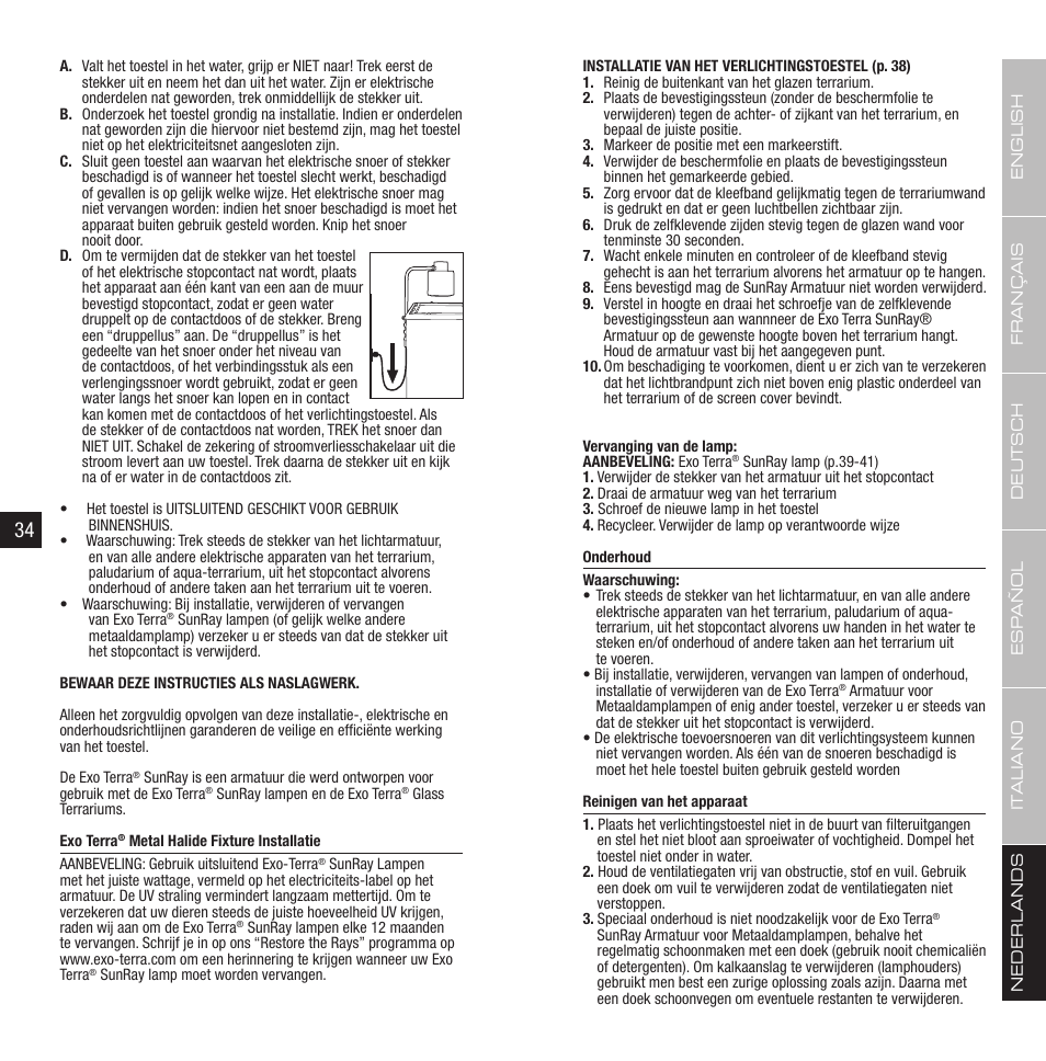 Exo Terra Sunray fixture User Manual | Page 18 / 23