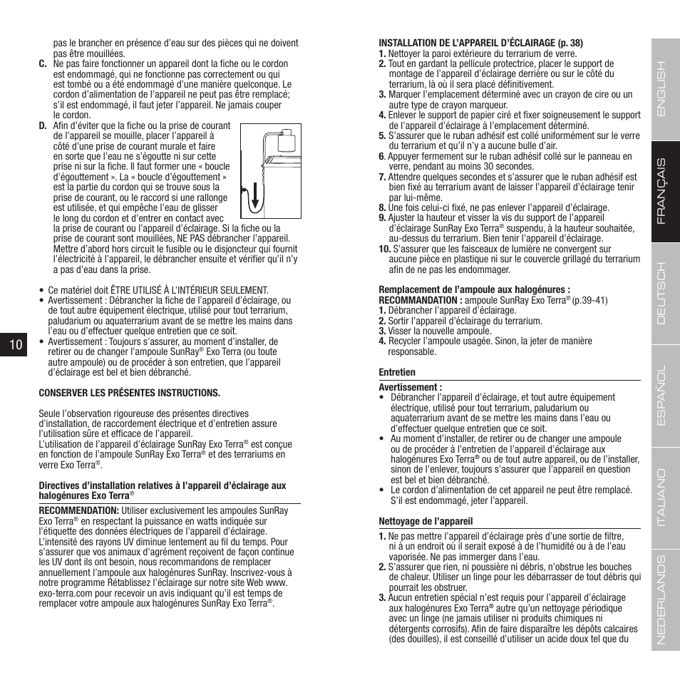 Exo Terra Sunray fixture User Manual | Page 6 / 23