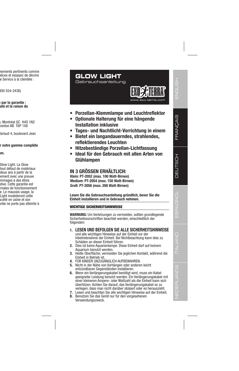 Glow light | Exo Terra Glow Light User Manual | Page 11 / 23
