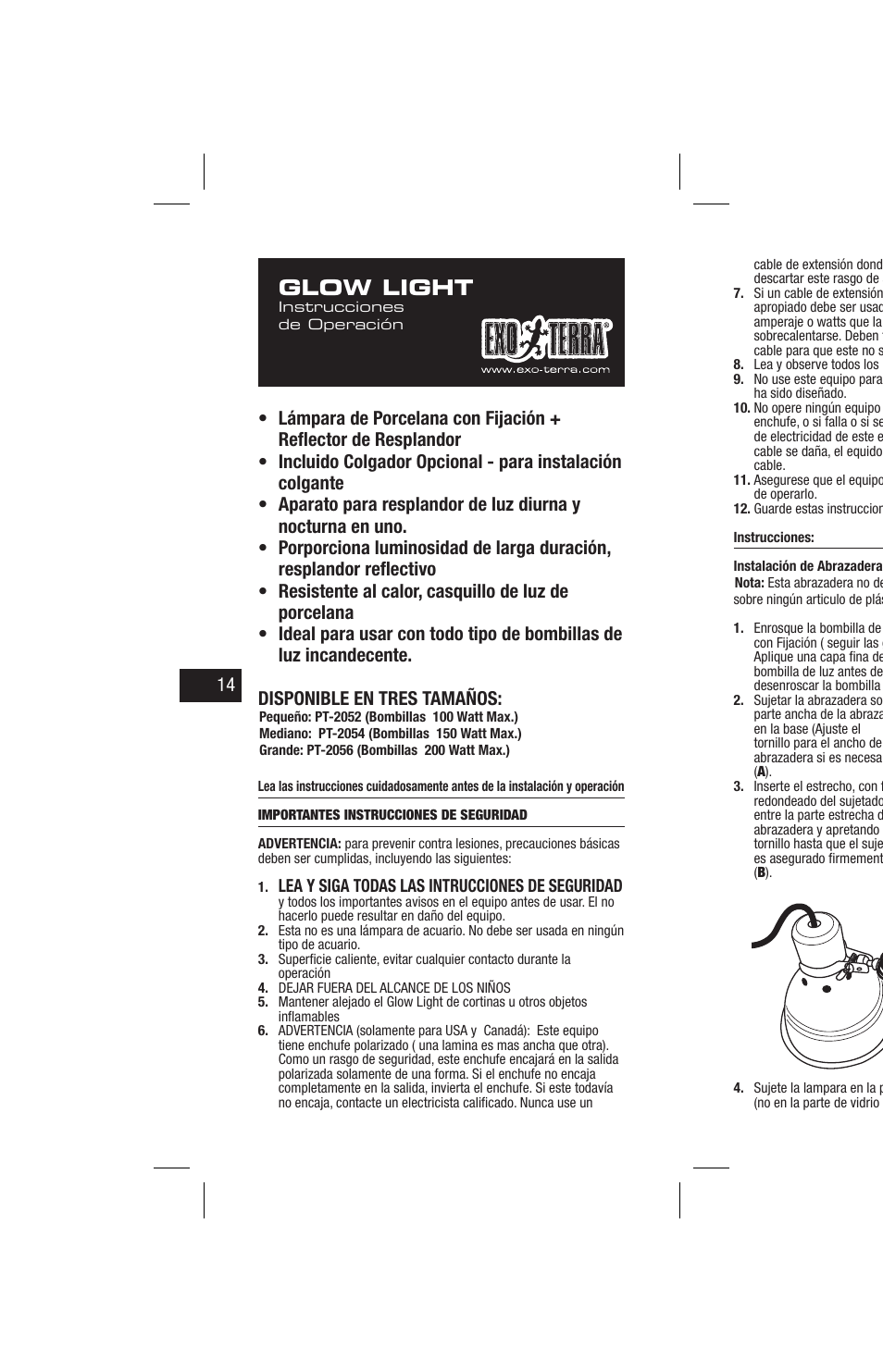 Glow light | Exo Terra Glow Light User Manual | Page 14 / 23