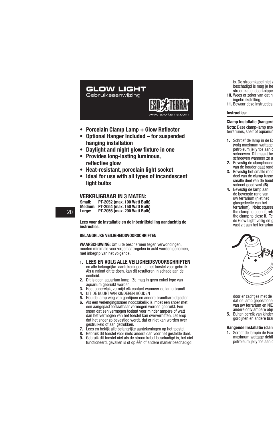 Glow light | Exo Terra Glow Light User Manual | Page 20 / 23