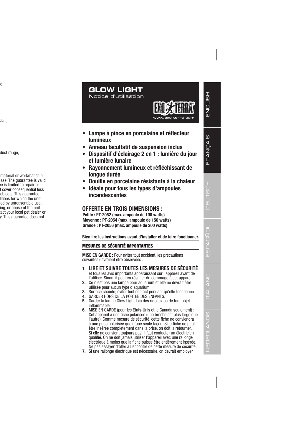Glow light | Exo Terra Glow Light User Manual | Page 7 / 23
