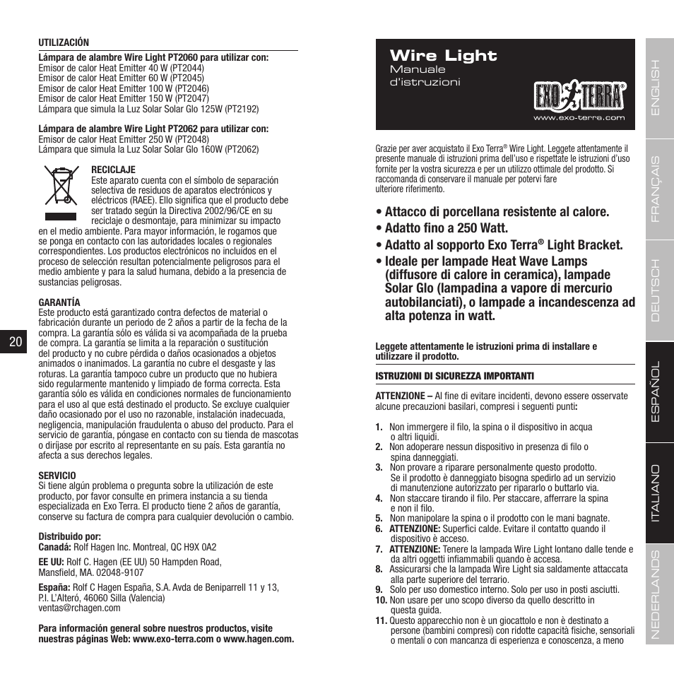Wire light | Exo Terra Wire Light User Manual | Page 11 / 17