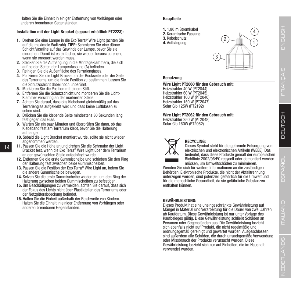 Exo Terra Wire Light User Manual | Page 8 / 17
