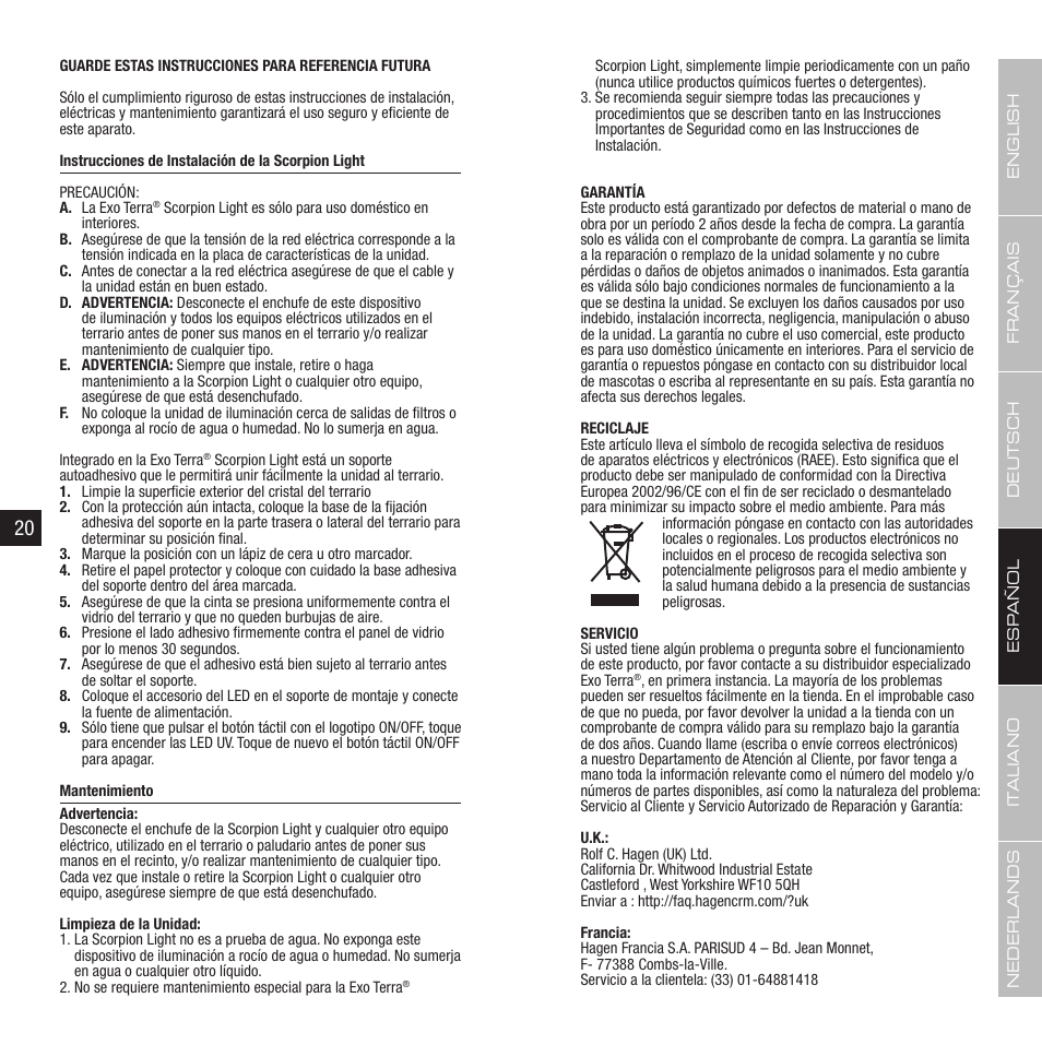 Exo Terra Scorpion Light User Manual | Page 11 / 19
