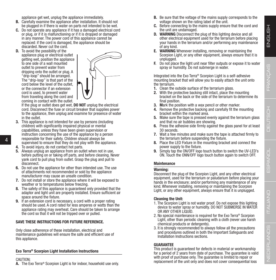 Exo Terra Scorpion Light User Manual | Page 3 / 19