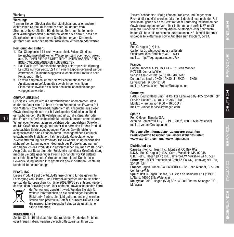 Exo Terra Scorpion Light User Manual | Page 9 / 19
