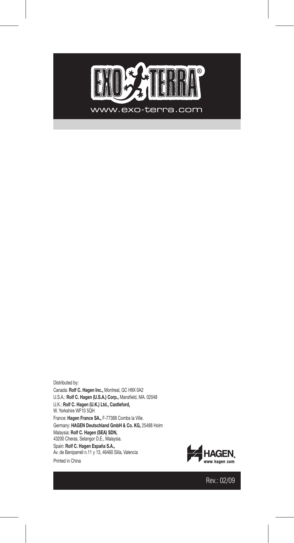 Rev.: 02/09 | Exo Terra Heat Cable User Manual | Page 28 / 28