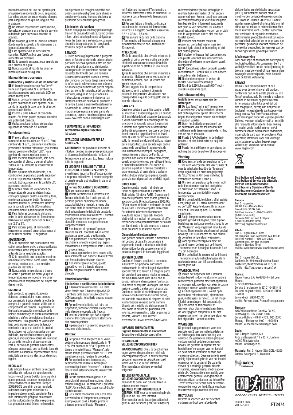 Pt2474 | Exo Terra Infrared Thermometer User Manual | Page 2 / 2