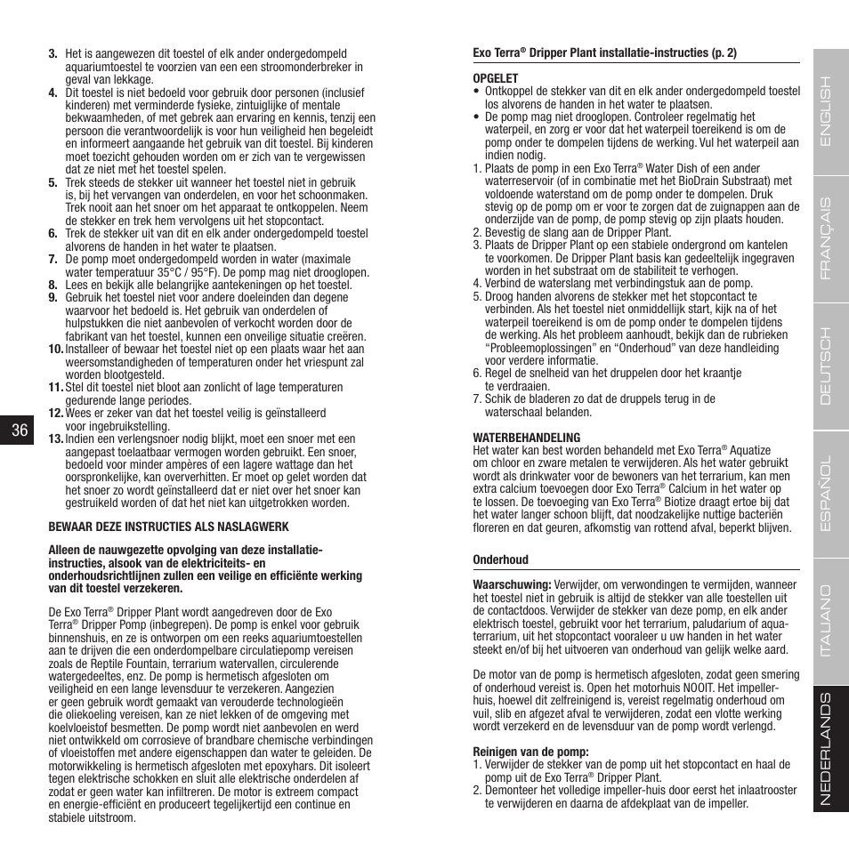 Exo Terra Dripper Plant / Drip Watering System User Manual | Page 19 / 21
