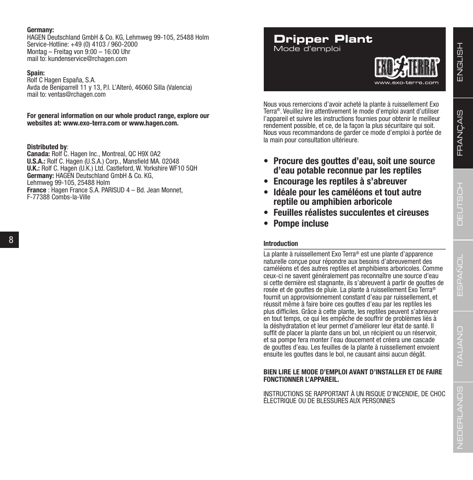 Dripper plant | Exo Terra Dripper Plant / Drip Watering System User Manual | Page 5 / 21