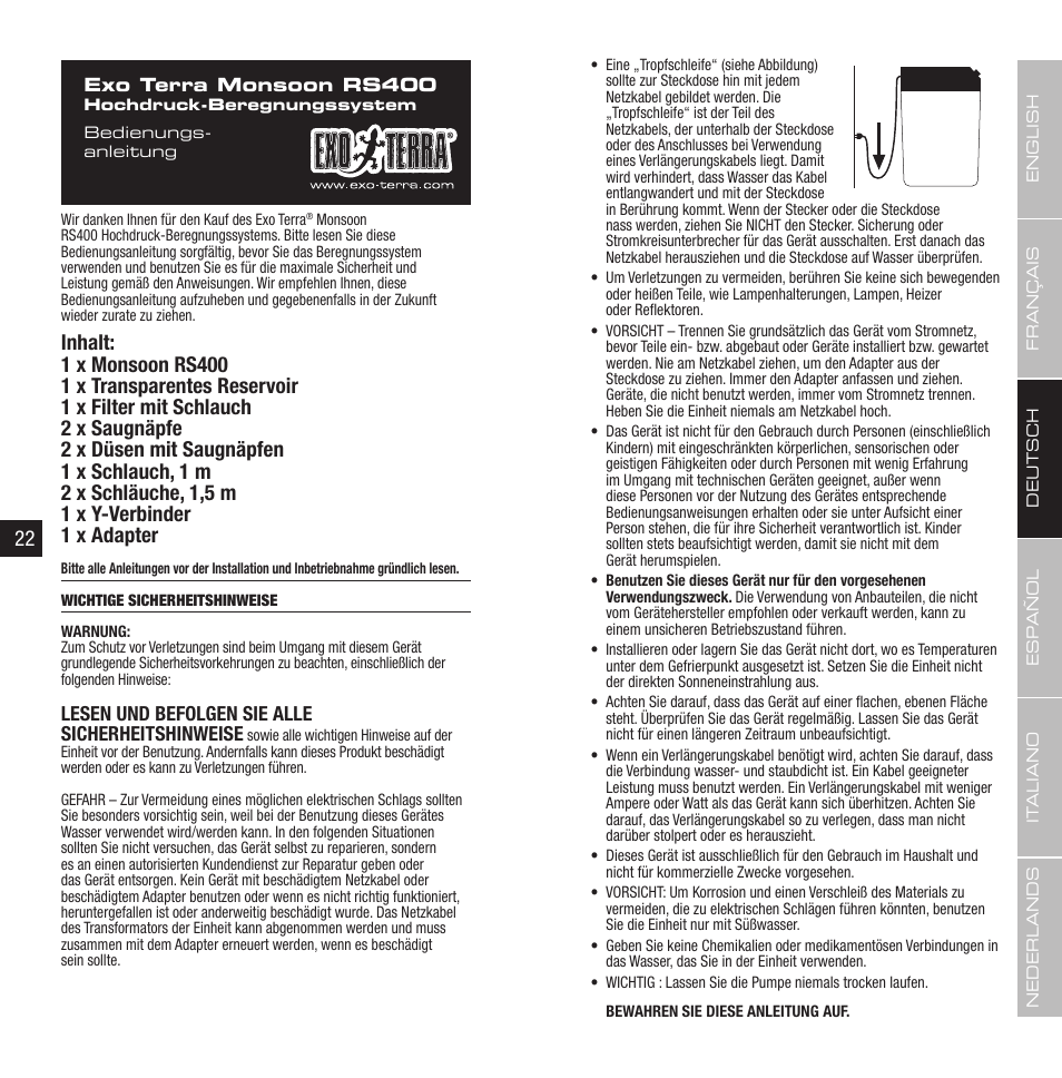 Lesen und befolgen sie alle sicherheitshinweise | Exo Terra Remote Control User Manual | Page 12 / 31