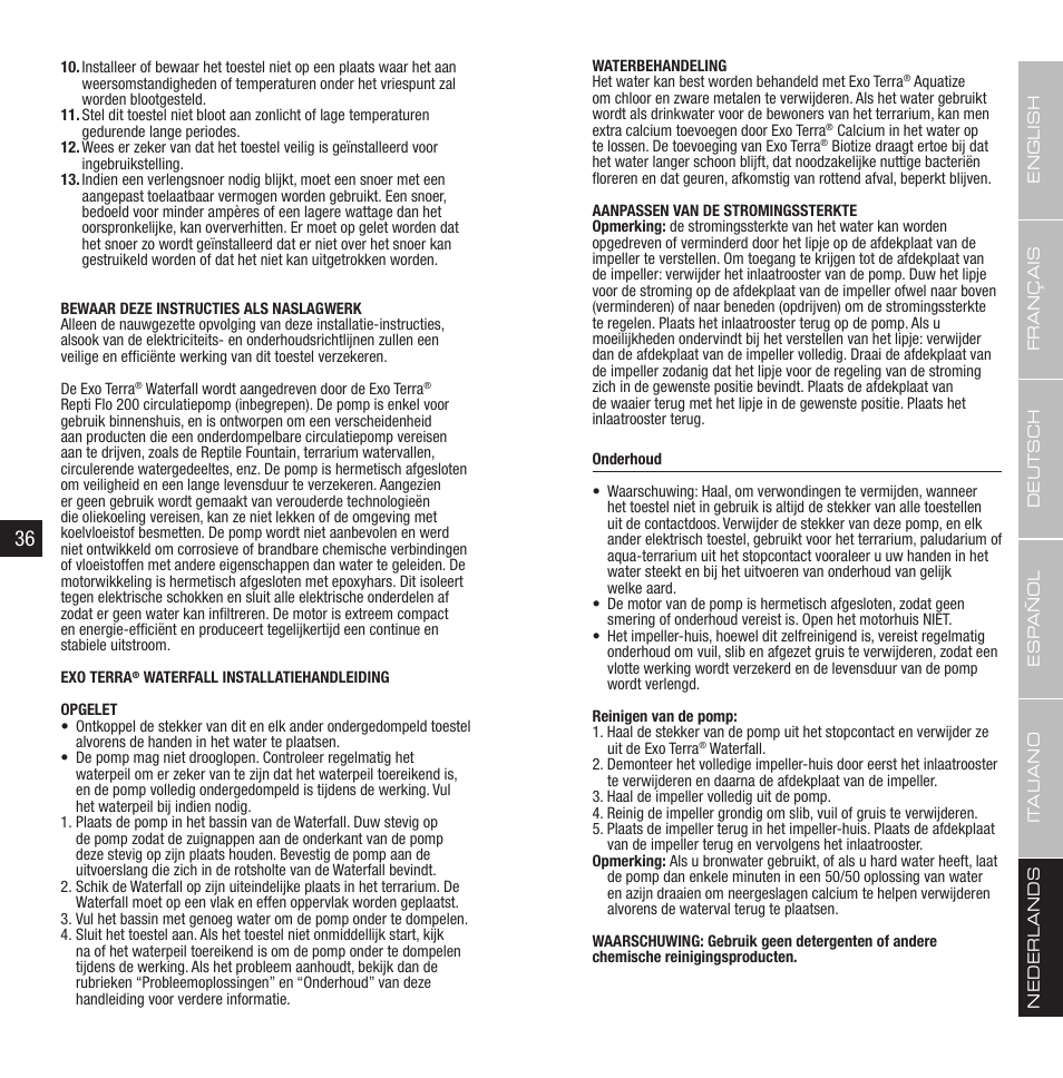 Exo Terra Waterfall User Manual | Page 19 / 21