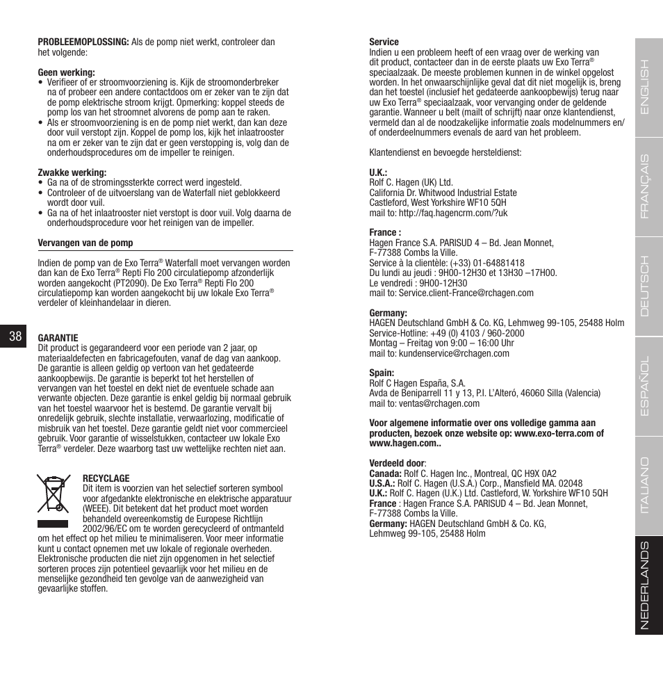 Exo Terra Waterfall User Manual | Page 20 / 21
