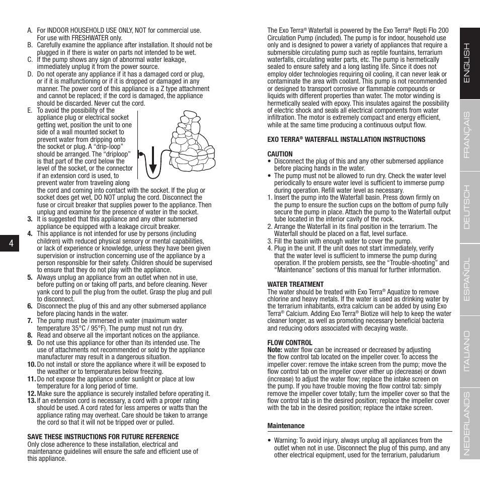 Exo Terra Waterfall User Manual | Page 3 / 21