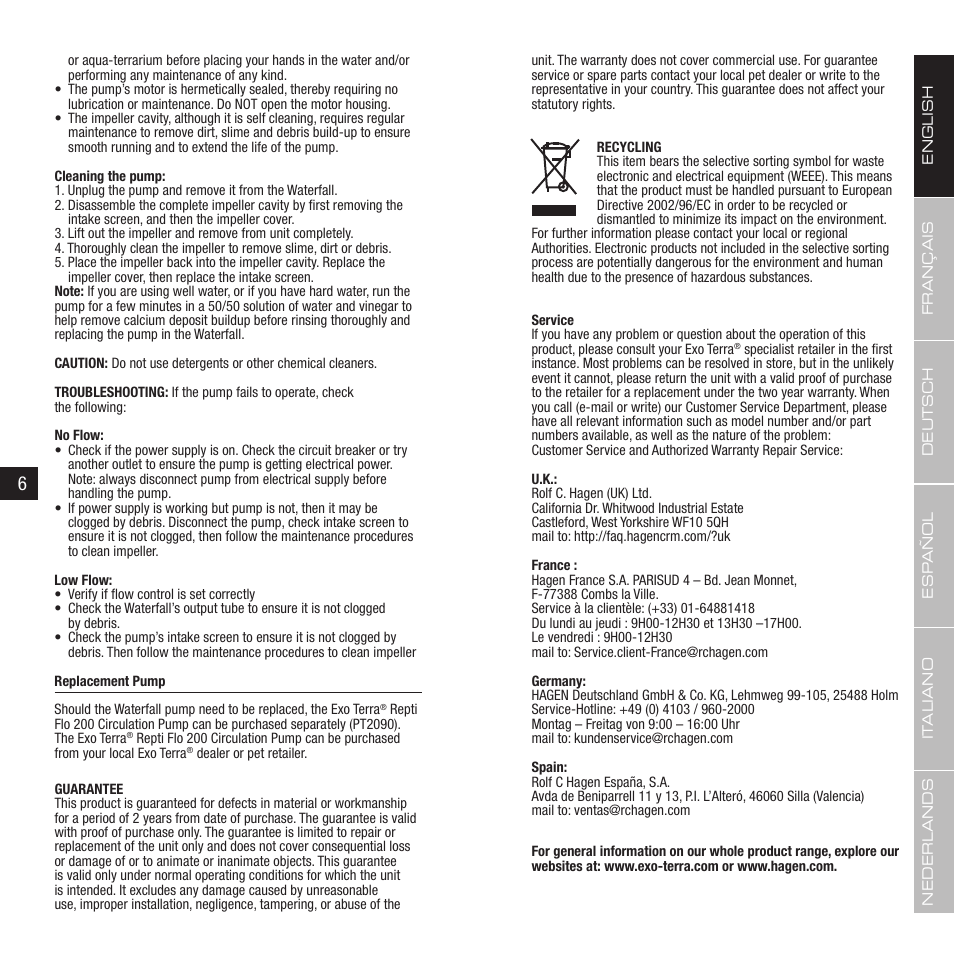 Exo Terra Waterfall User Manual | Page 4 / 21