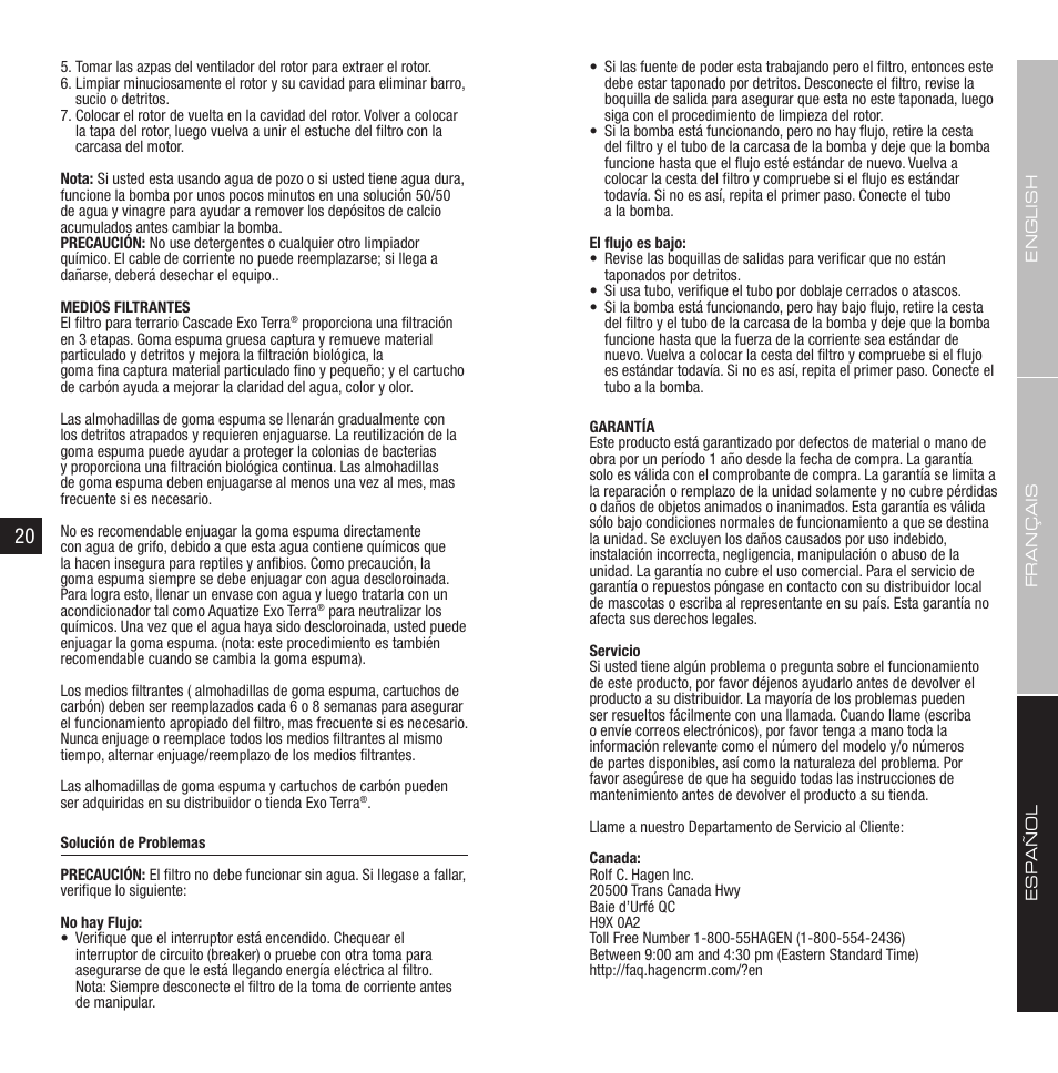 Exo Terra Cascade User Manual | Page 11 / 13