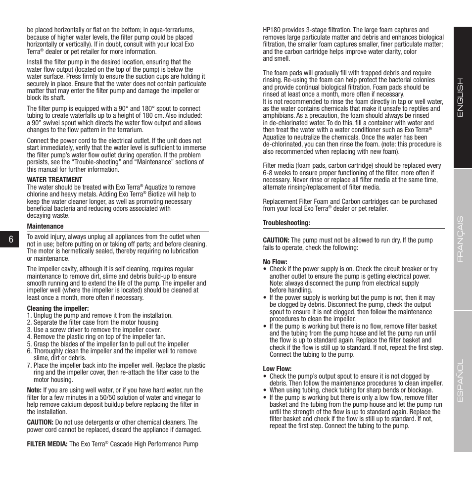 Exo Terra Cascade User Manual | Page 4 / 13