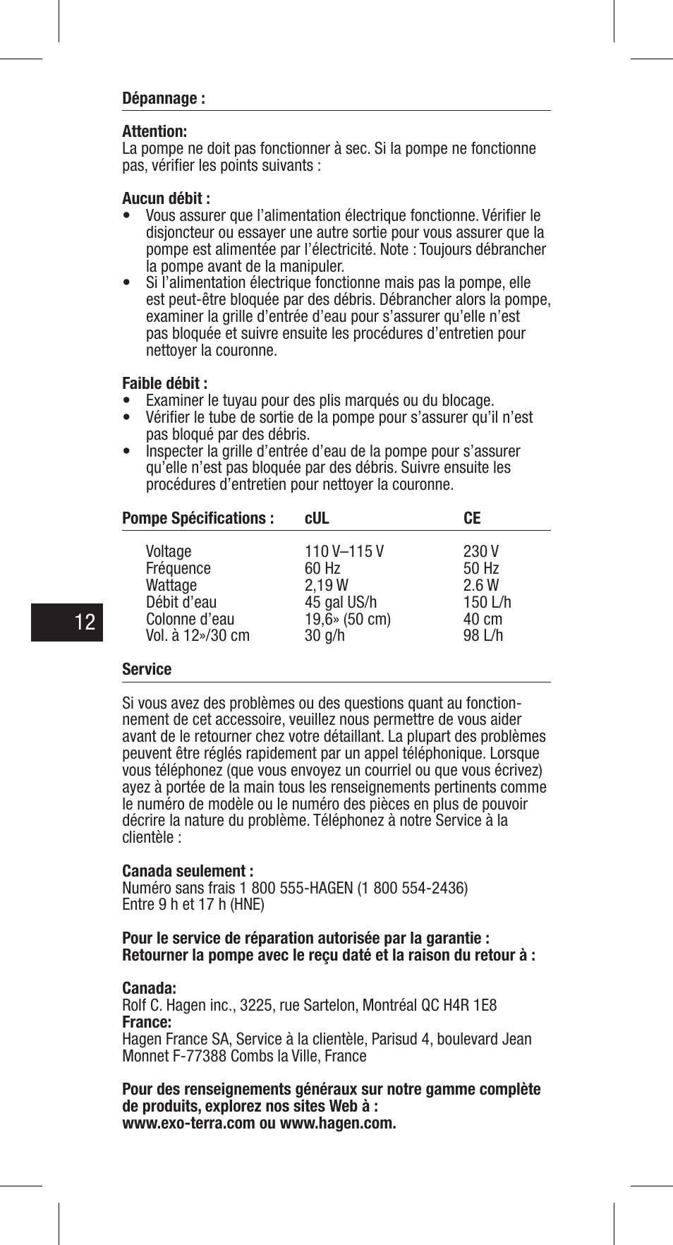 Exo Terra Repti Flo 200 User Manual | Page 12 / 34