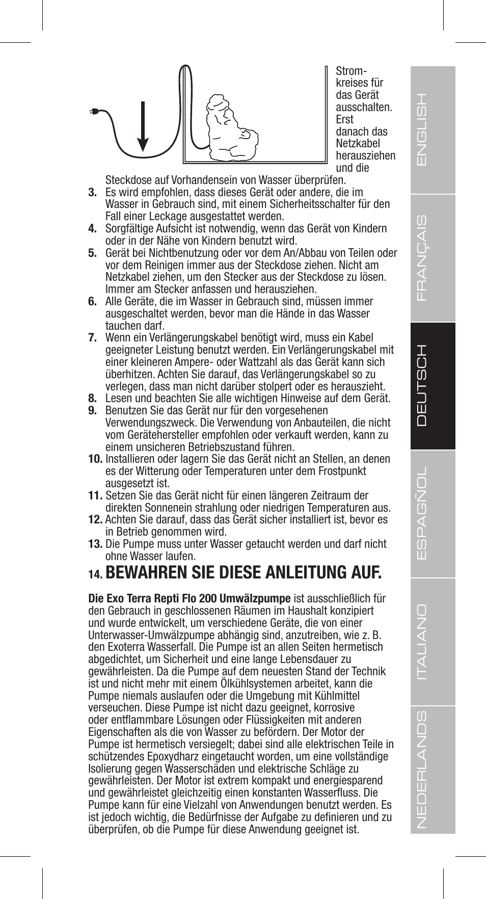 Bewahren sie diese anleitung auf | Exo Terra Repti Flo 200 User Manual | Page 15 / 34