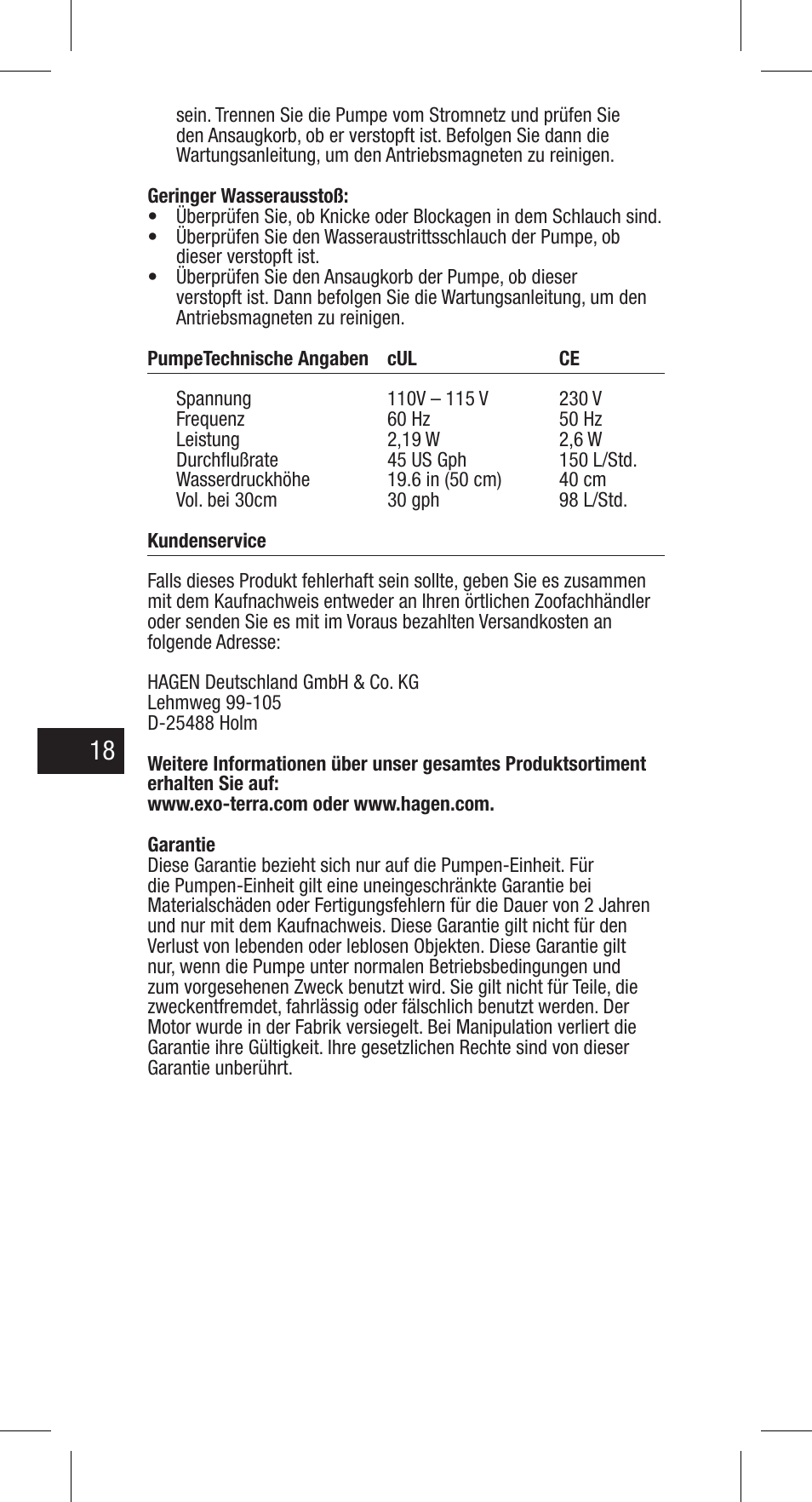 Exo Terra Repti Flo 200 User Manual | Page 18 / 34