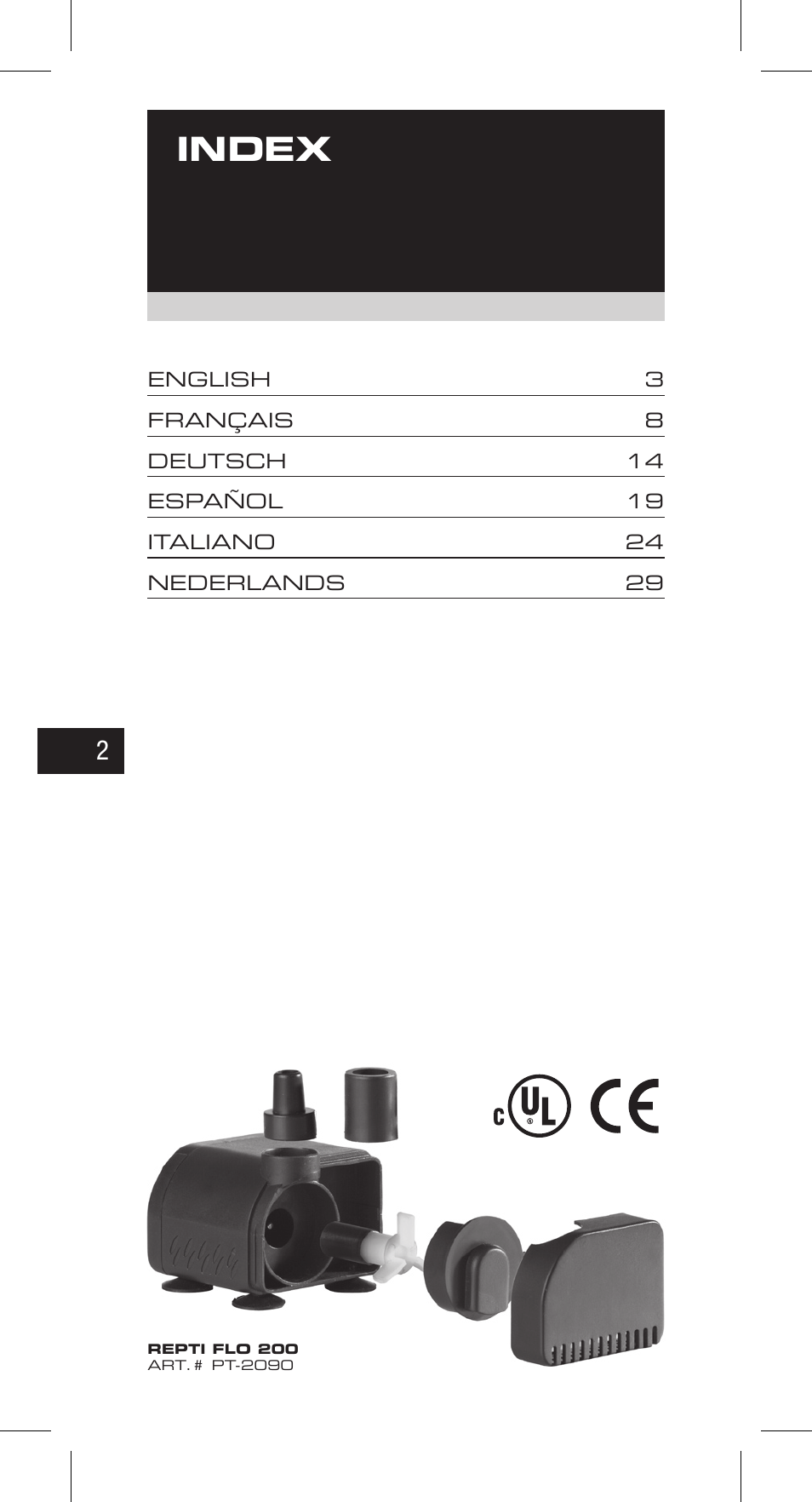 Index | Exo Terra Repti Flo 200 User Manual | Page 2 / 34