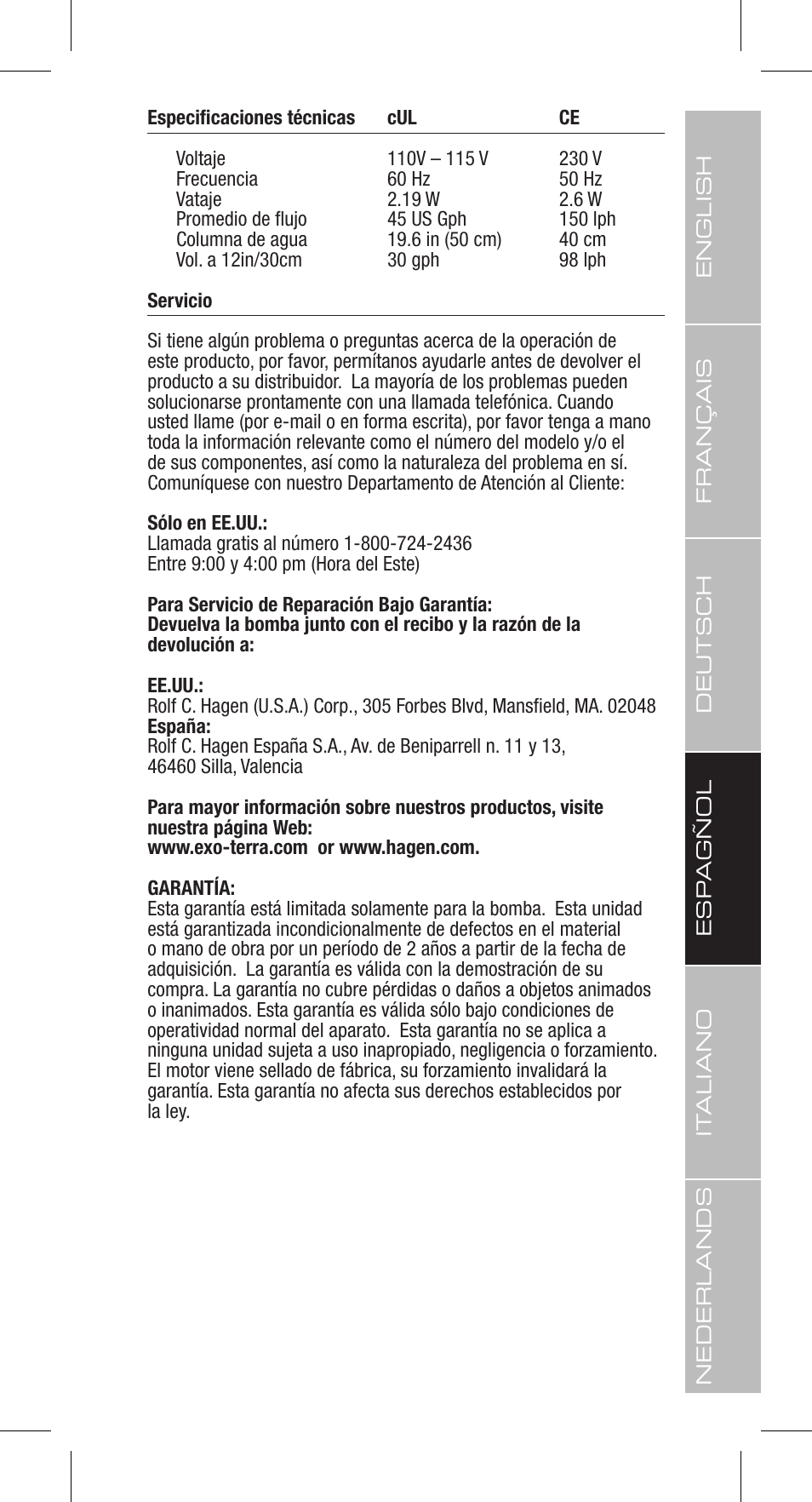Exo Terra Repti Flo 200 User Manual | Page 23 / 34