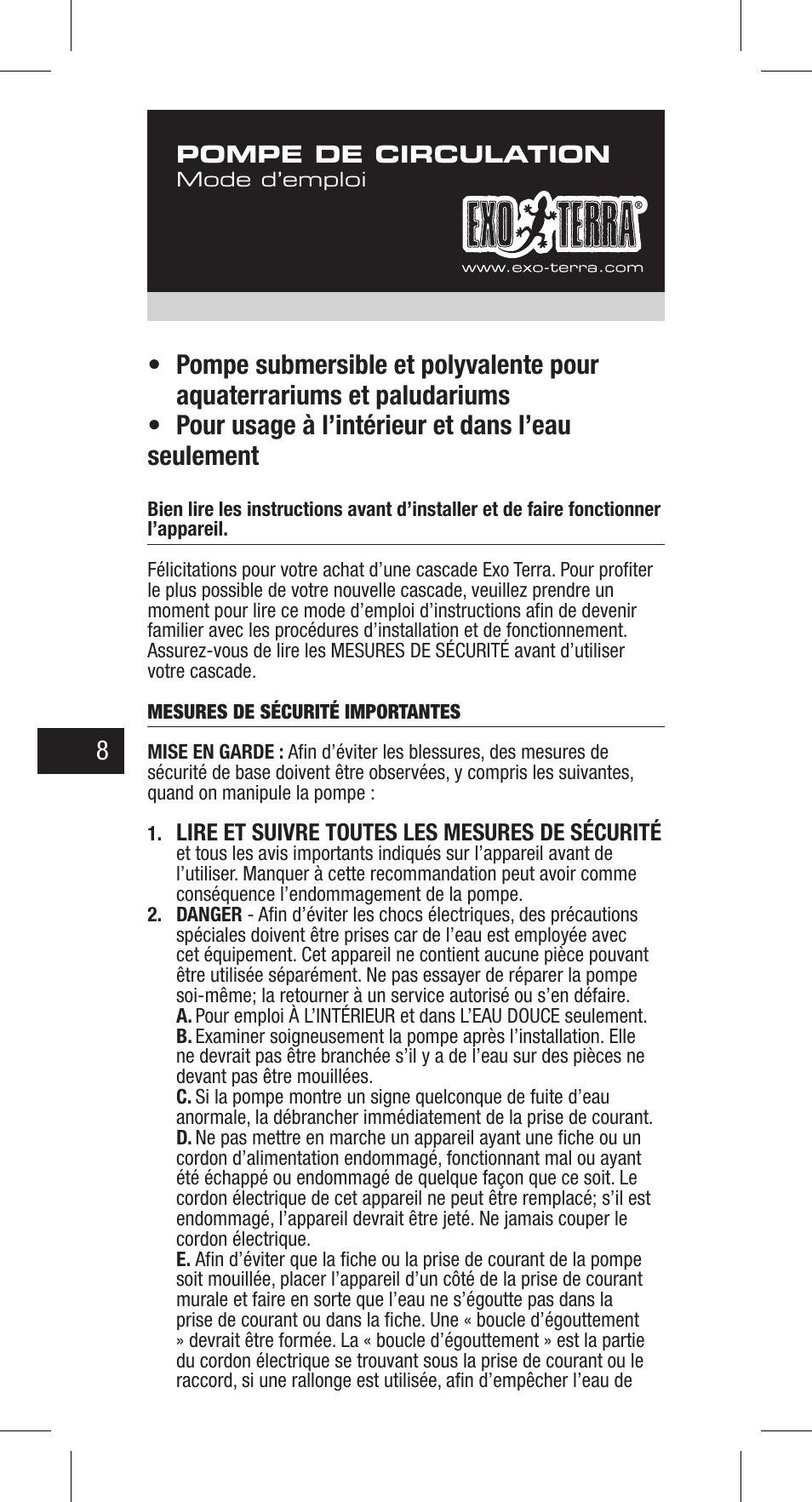 Exo Terra Repti Flo 200 User Manual | Page 8 / 34