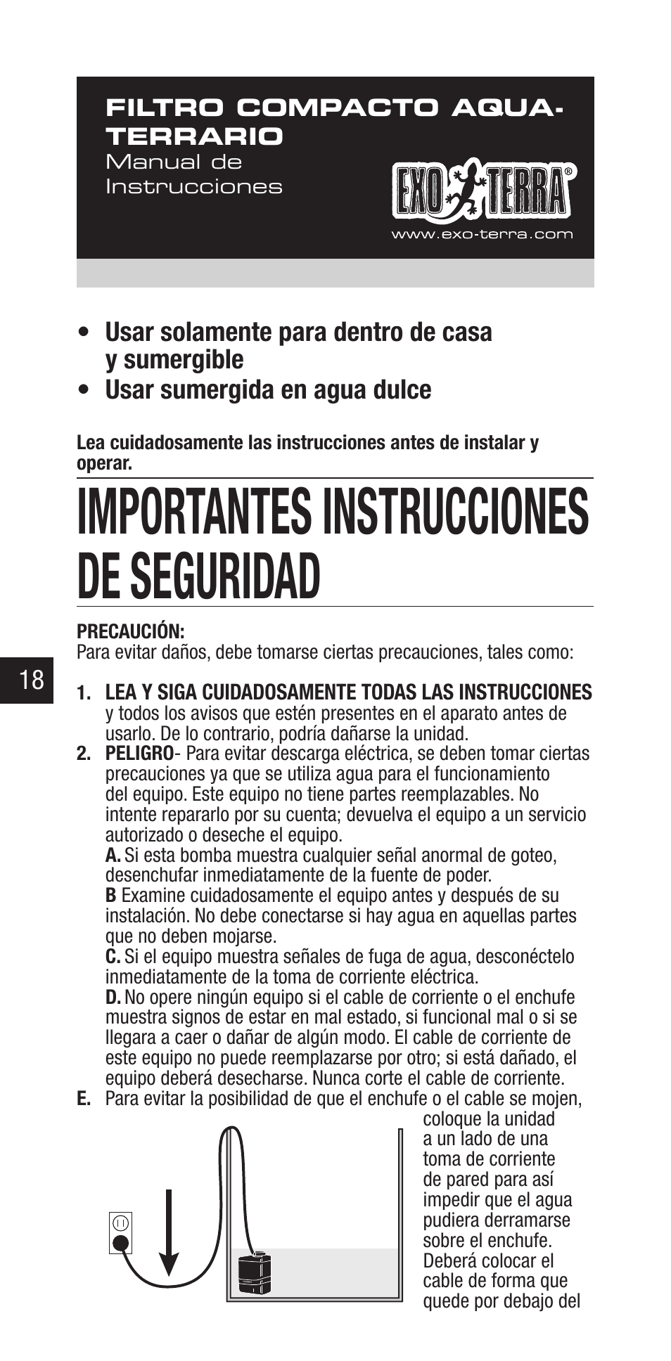 Importantes instrucciones de seguridad | Exo Terra Repti Flo 250 User Manual | Page 18 / 32