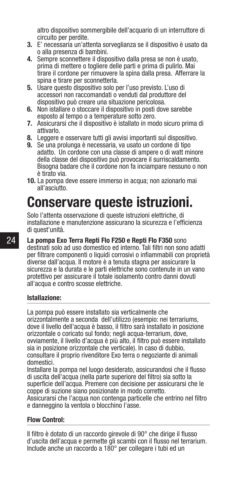 Conservare queste istruzioni | Exo Terra Repti Flo 250 User Manual | Page 24 / 32