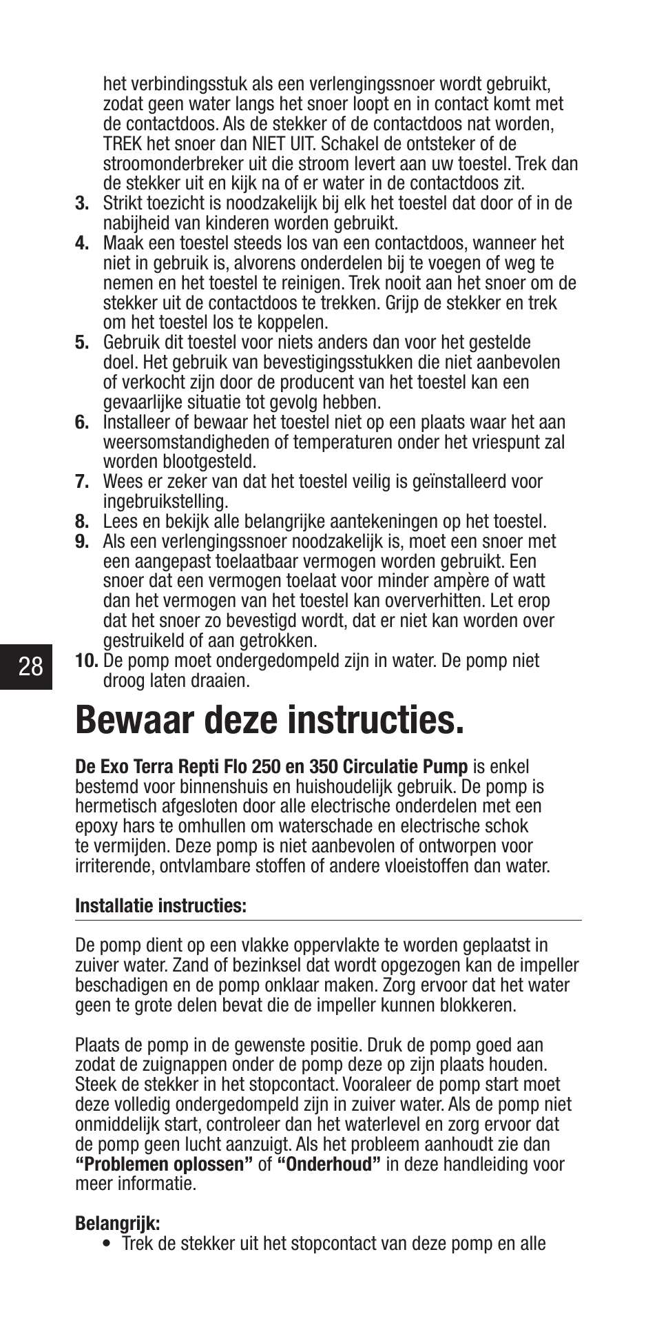 Bewaar deze instructies | Exo Terra Repti Flo 250 User Manual | Page 28 / 32