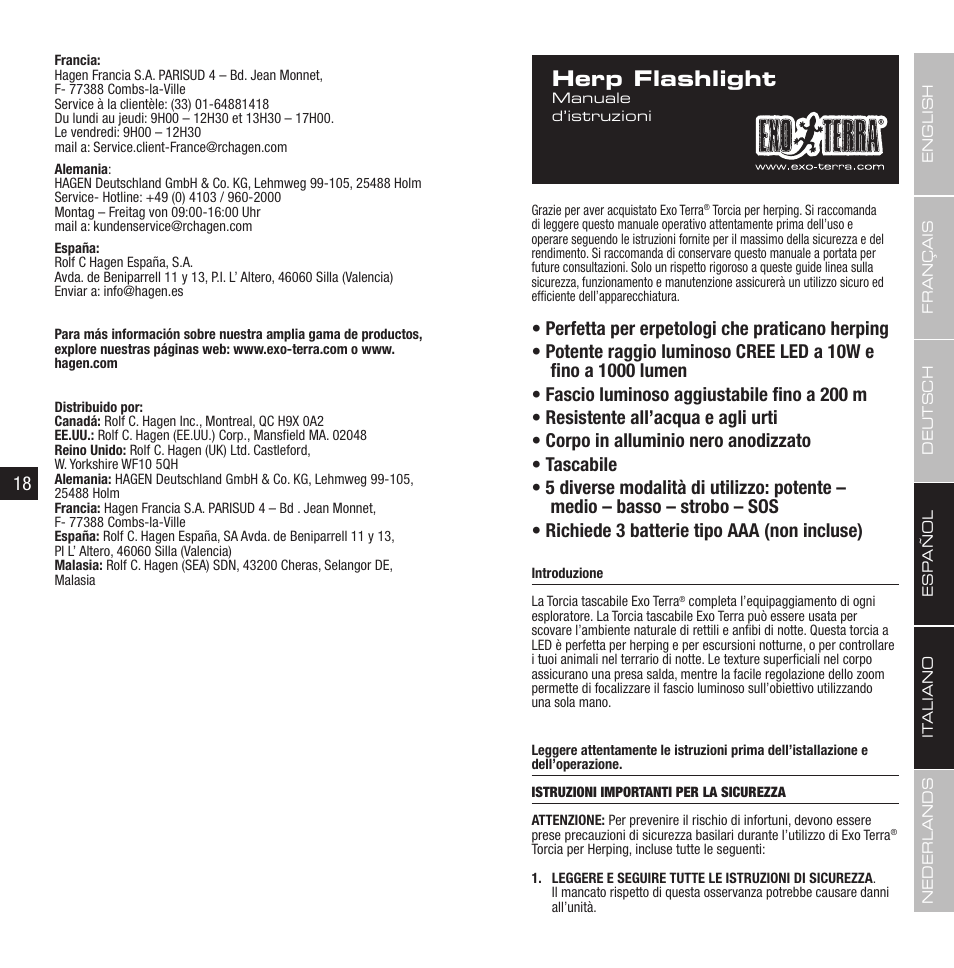 Herp flashlight | Exo Terra Herp Flashlight User Manual | Page 10 / 15