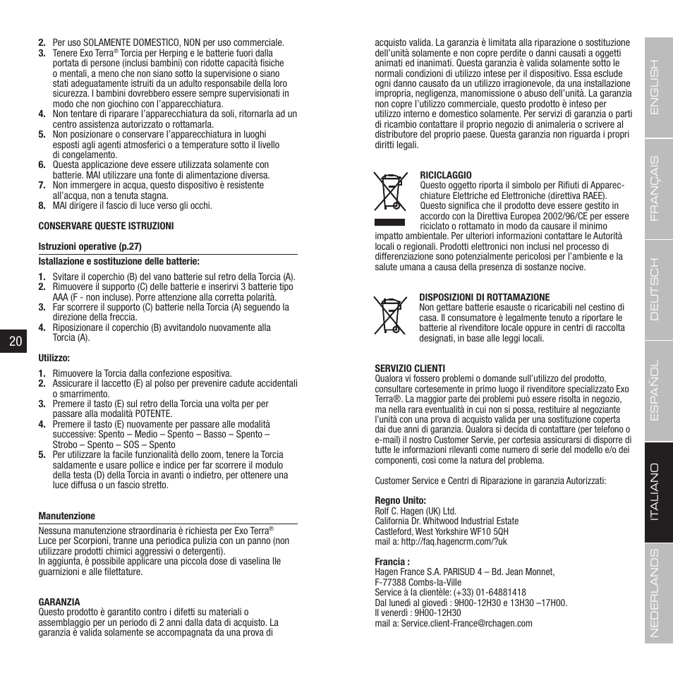 Exo Terra Herp Flashlight User Manual | Page 11 / 15