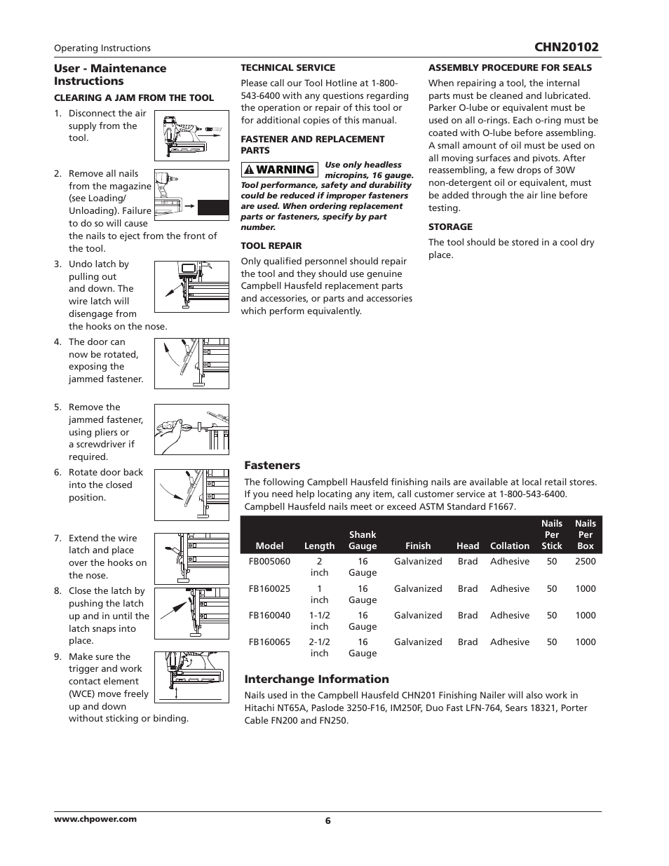 Campbell Hausfeld CHN20102 User Manual | Page 6 / 24