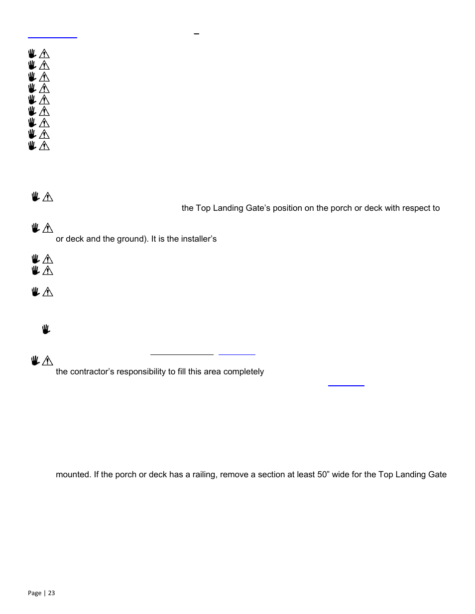 Top landing gate | EZ-ACCESS PASSPOR User Manual | Page 23 / 47