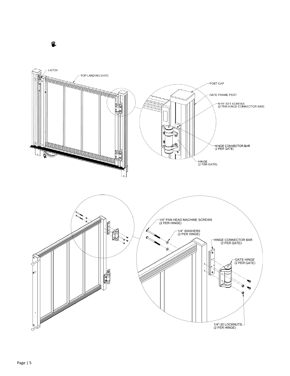 EZ-ACCESS PASSPORT TOP LANDING GATE HINGE REPLACEMENT User Manual | Page 5 / 8