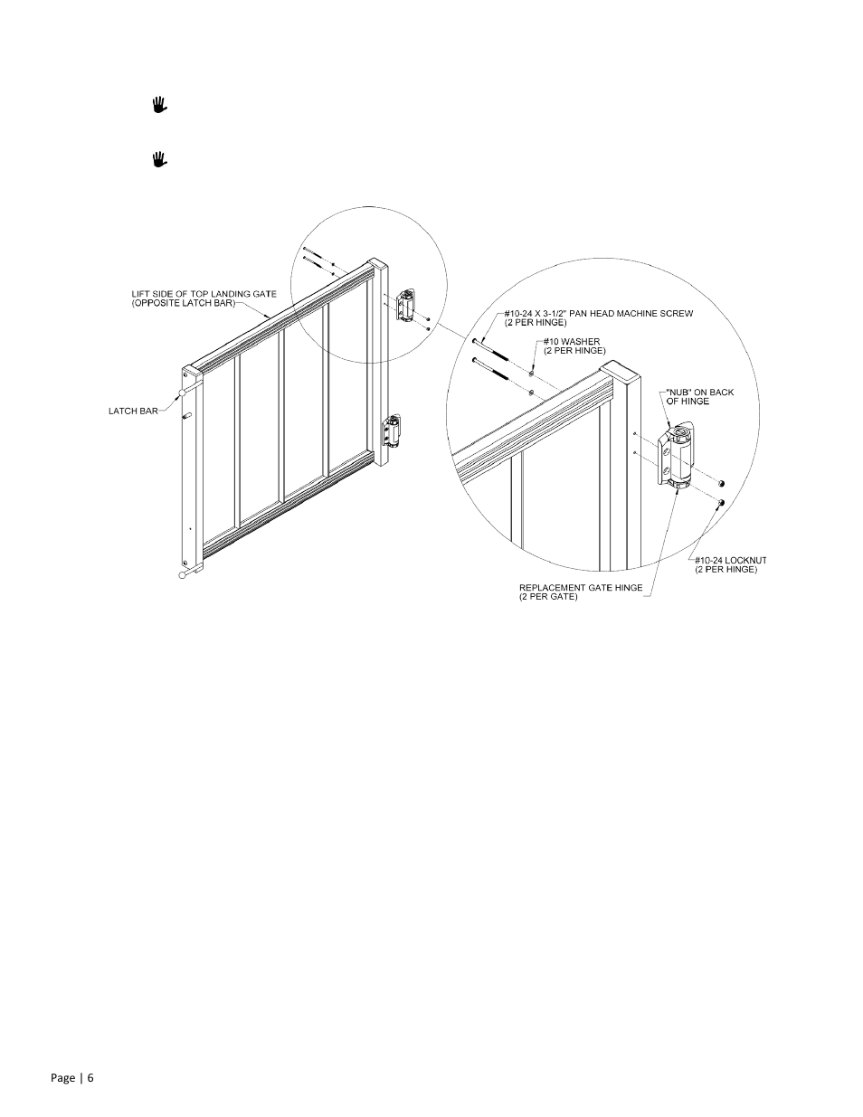 EZ-ACCESS PASSPORT TOP LANDING GATE HINGE REPLACEMENT User Manual | Page 6 / 8