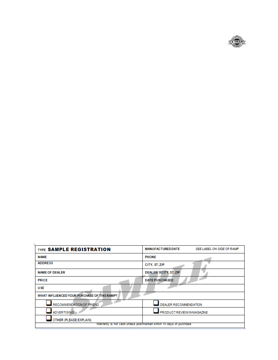 Limited warranty, Warranty registration (sample only) | EZ-ACCESS PATHWA MODULAR ACCESS SYSTEM User Manual | Page 14 / 15