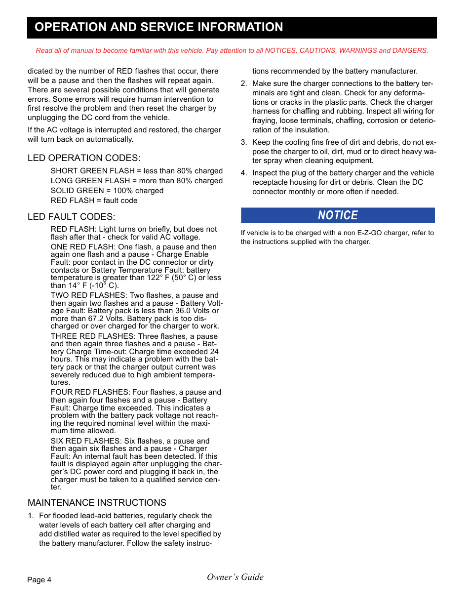 Operation and service information, Notice | E-Z-GO FREEDOM RXV 2+2 User Manual | Page 24 / 60