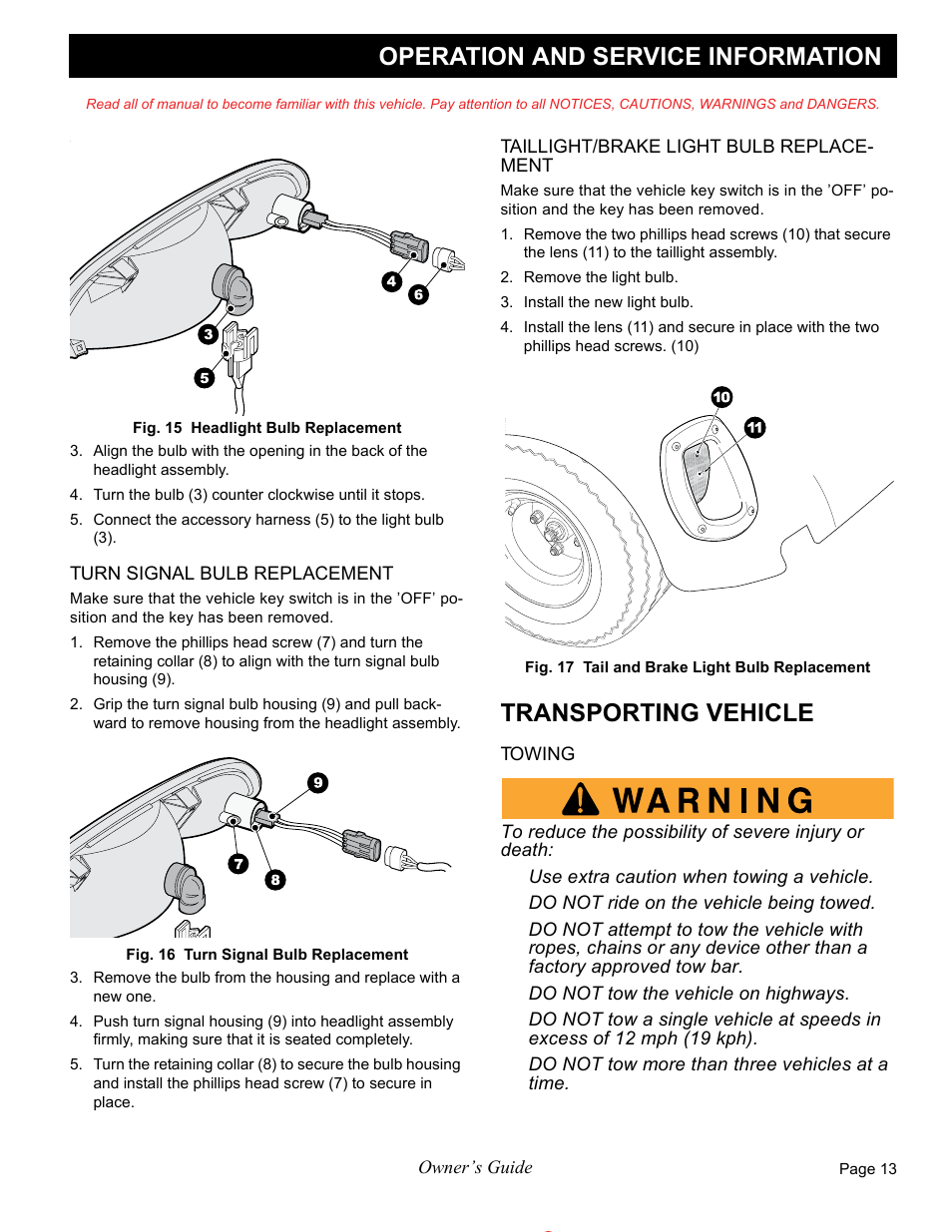 Operation and service information, Transporting vehicle | E-Z-GO FREEDOM RXV 2+2 User Manual | Page 33 / 60