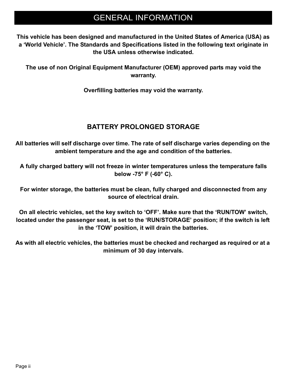 General information | E-Z-GO FREEDOM RXV 2+2 User Manual | Page 4 / 60