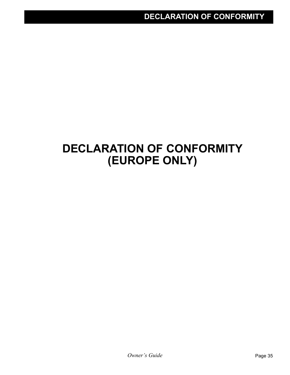 Declaration of conformity (europe only) | E-Z-GO FREEDOM RXV 2+2 User Manual | Page 55 / 60
