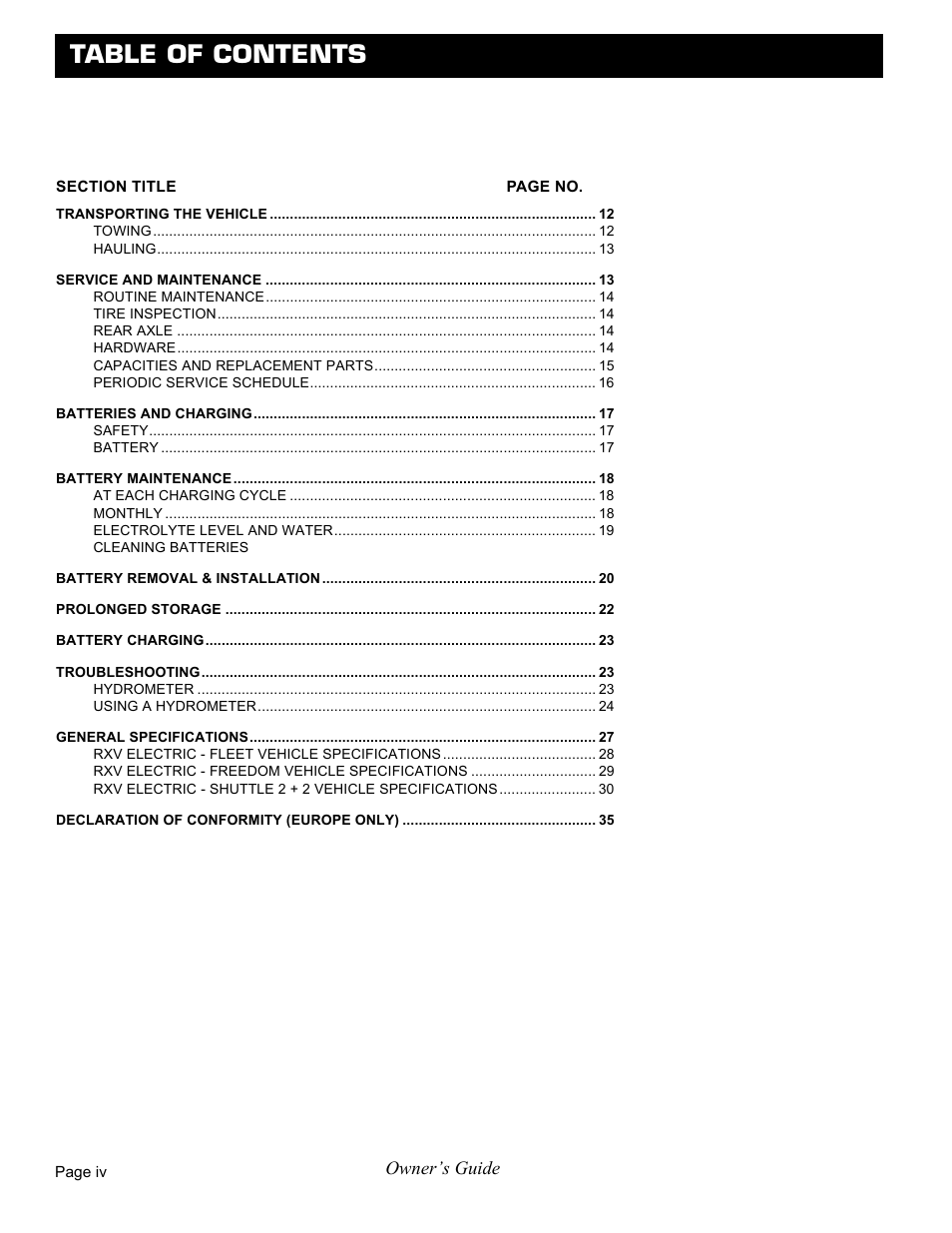 E-Z-GO FREEDOM RXV 2+2 User Manual | Page 6 / 60