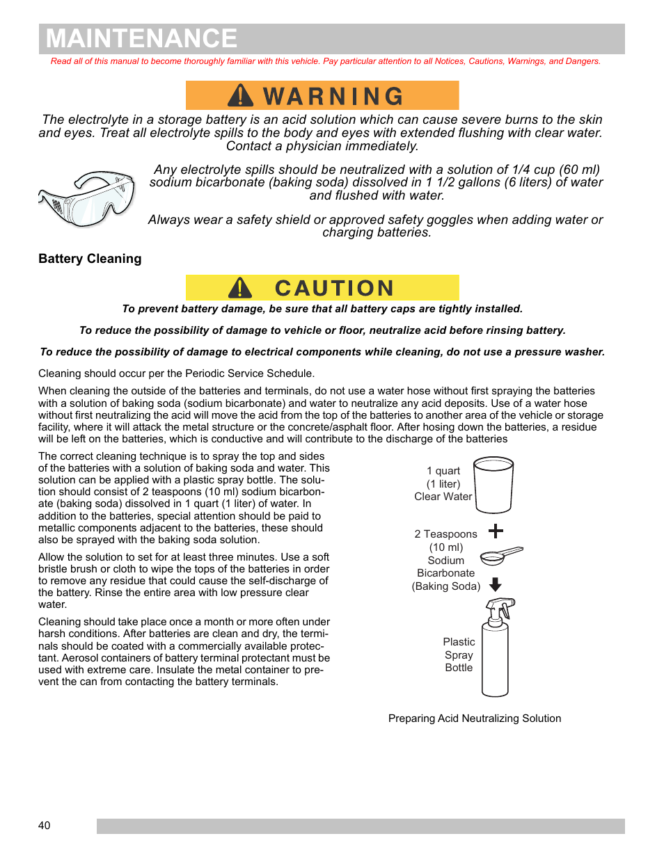 Battery cleaning, Maintenance | E-Z-GO FREEDOM TXT 2+2 User Manual | Page 48 / 62