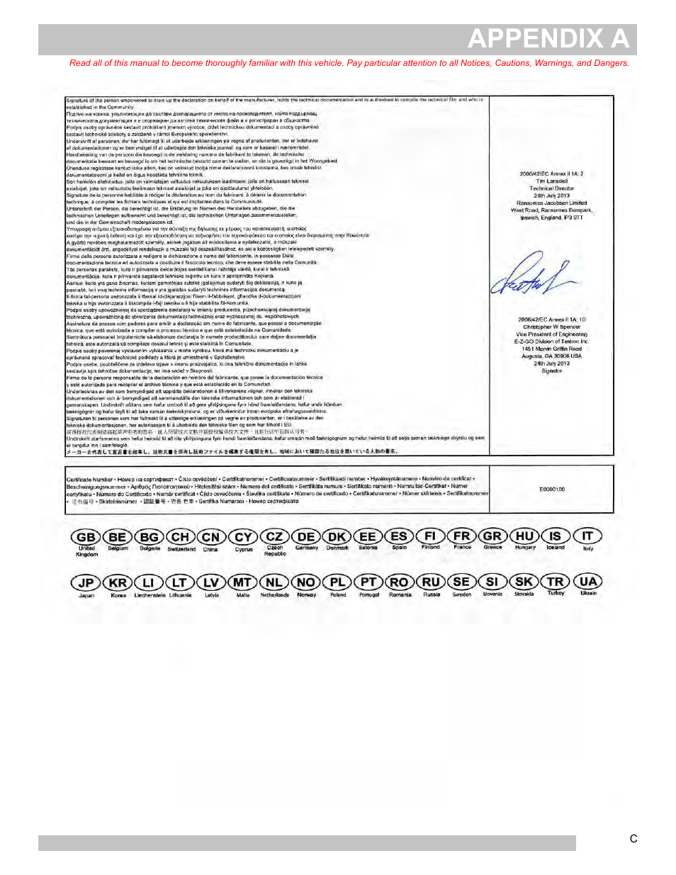 Appendix a | E-Z-GO FREEDOM TXT 2+2 User Manual | Page 59 / 62