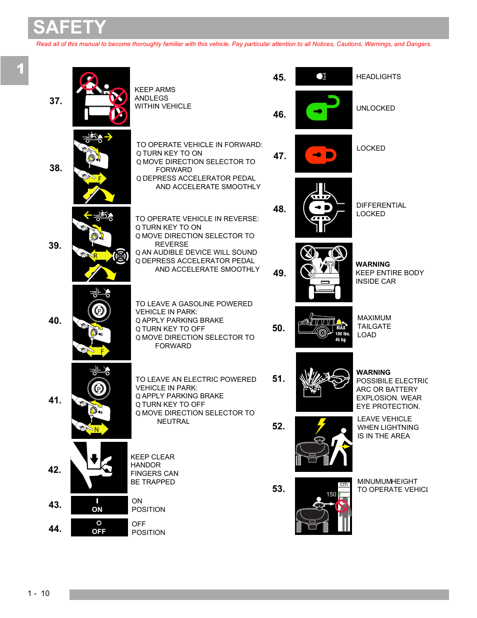 Safety | E-Z-GO TERRAIN 250 User Manual | Page 16 / 78