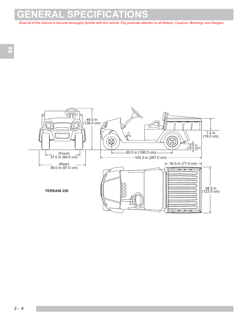 General specifications | E-Z-GO TERRAIN 250 User Manual | Page 22 / 78