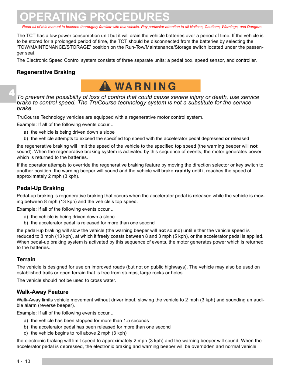 Operating procedures | E-Z-GO TERRAIN 250 User Manual | Page 42 / 78