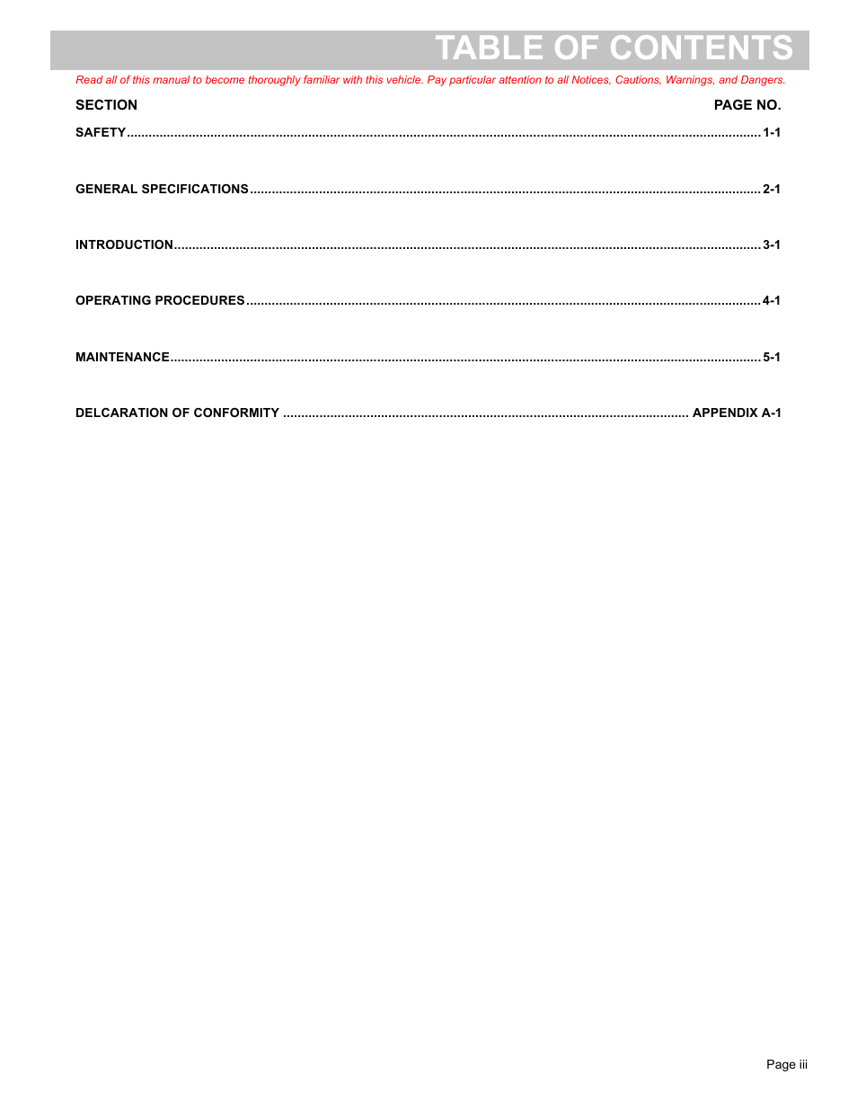 E-Z-GO TERRAIN 250 User Manual | Page 5 / 78