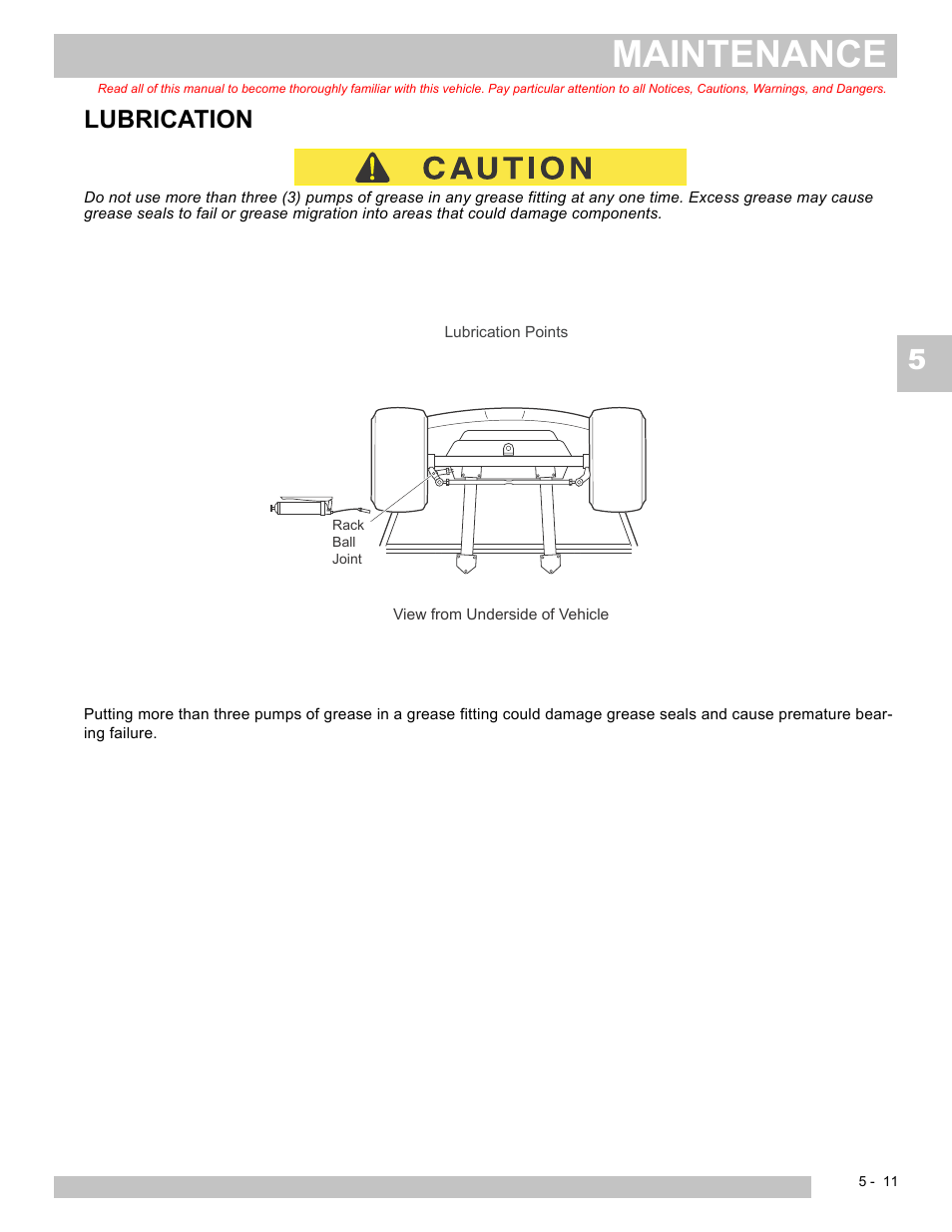 Maintenance, Lubrication | E-Z-GO TERRAIN 250 User Manual | Page 57 / 78